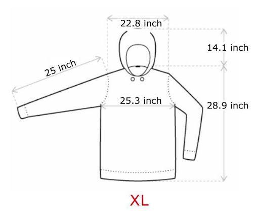 Xl hoodie measurements sale