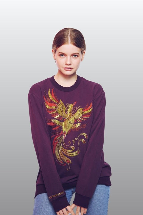 Phoenix - Lucky Feng Shui Rhinestoned Sweatshirt - Purple