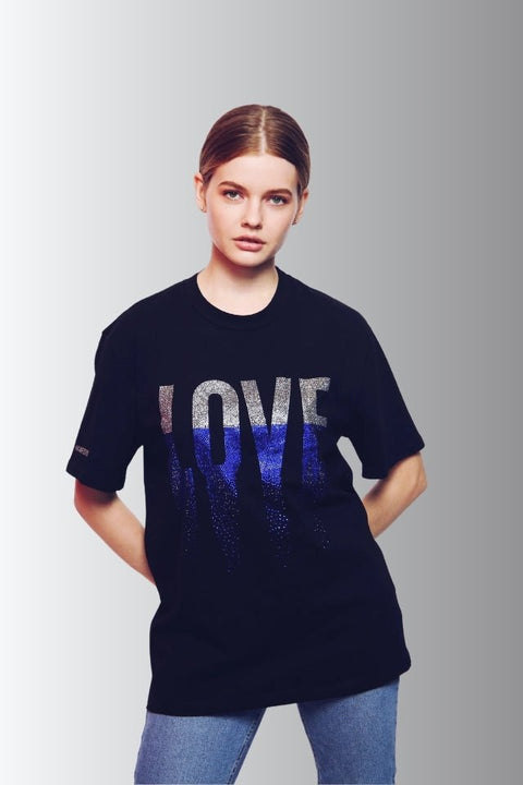 LOVE Rhinestoned T-Shirt - Black