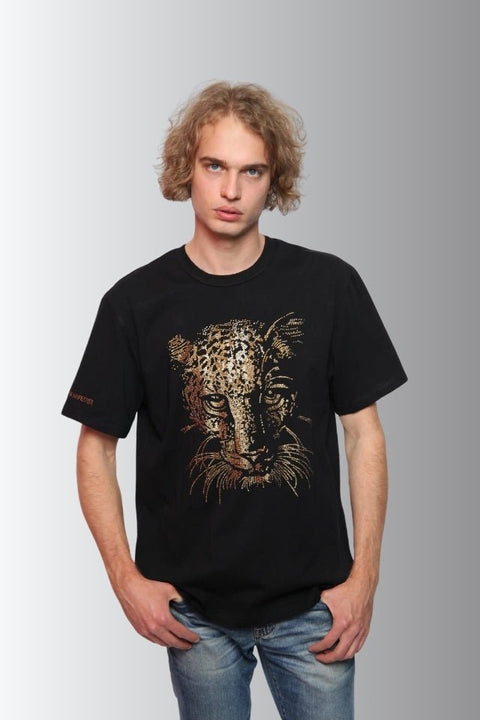 Tiger - Lucky Fengshui Rhinestoned T-Shirt - Black