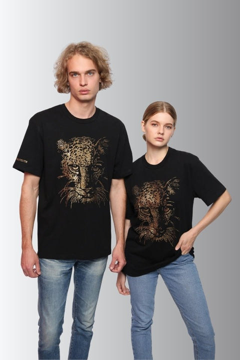 Tiger - Lucky Fengshui Rhinestoned T-Shirt - Black