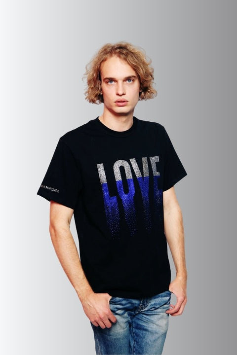 LOVE Rhinestoned T-Shirt - Black