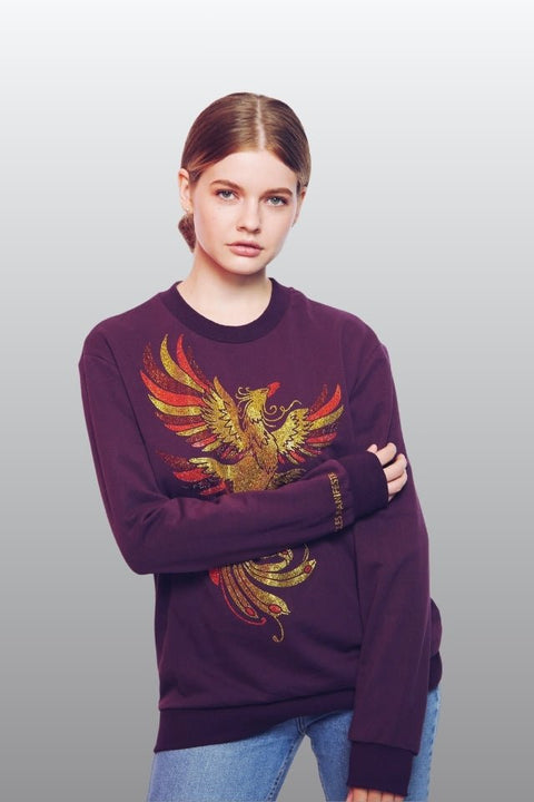 Phoenix - Lucky Feng Shui Rhinestoned Sweatshirt - Purple