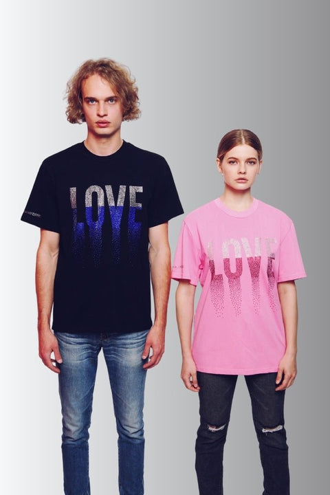 LOVE Rhinestoned T-Shirt - Pink