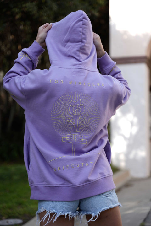 ‘Make Love’ Embroidered Affirmation Hoodie - Purple