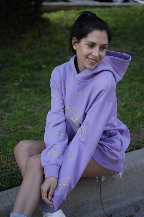 ‘Make Love’ Embroidered Affirmation Hoodie - Purple