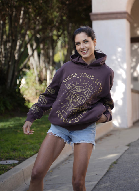 ‘Love For Blessings’ Embroidered Affirmation Hoodie - Brown