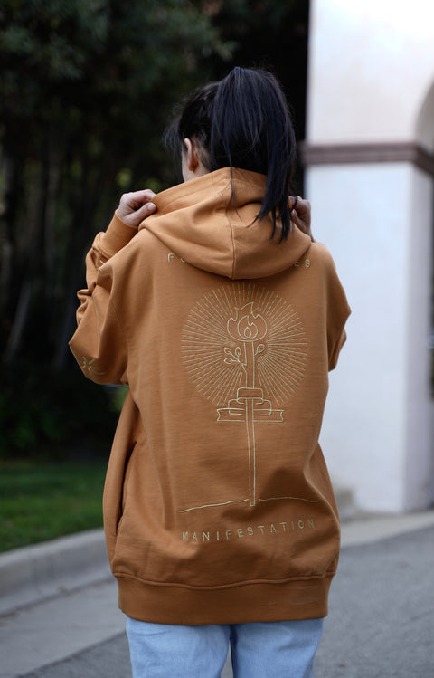 ‘Make Love’ Embroidered Affirmation Hoodie - Desert