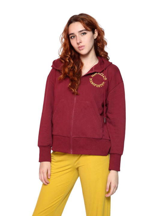  Burgundy Zip Hoodie