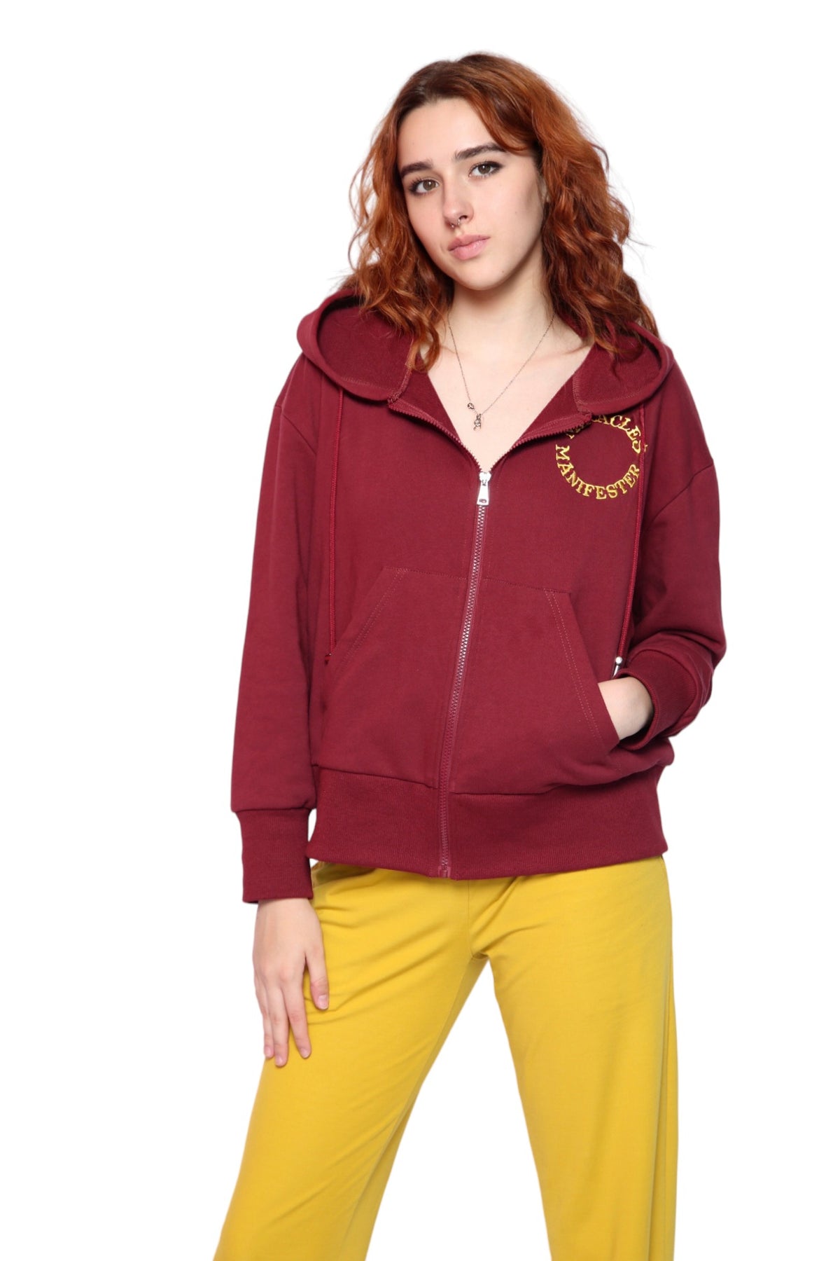  Burgundy Zip Hoodie - Unisex Hoodies
