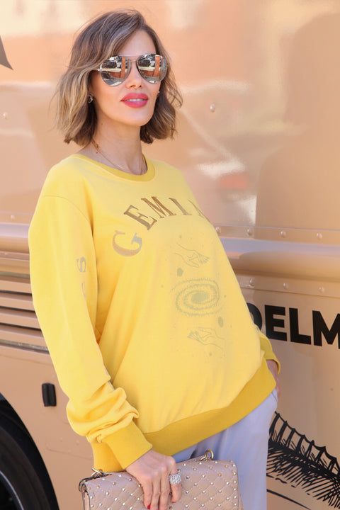 Zodiac Sign Sweatshirt - Yellow