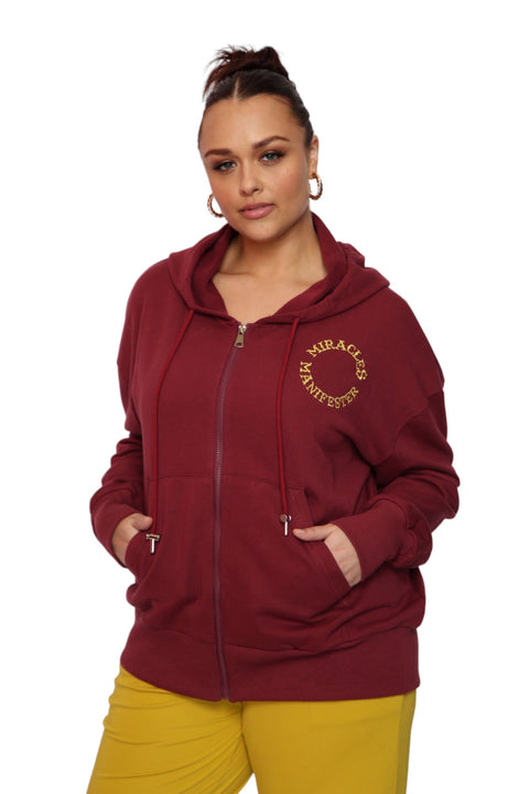  Burgundy Zip Hoodie