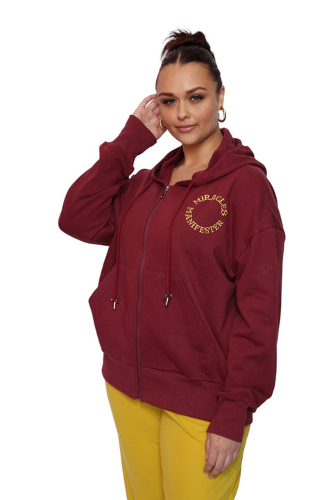  Burgundy Zip Hoodie