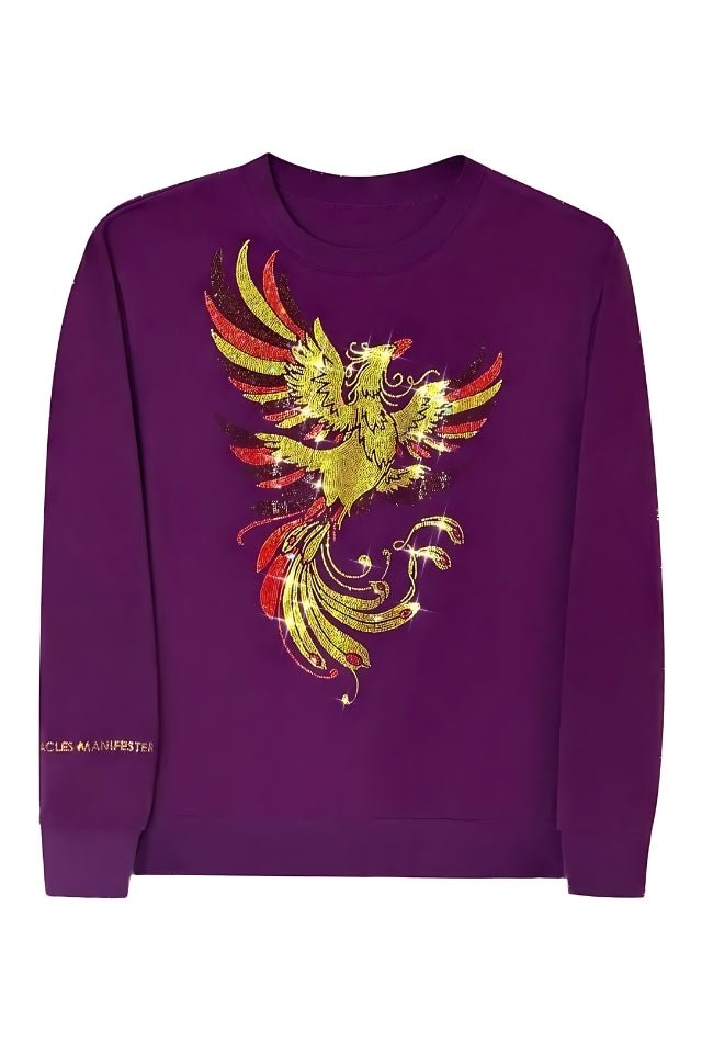 Phoenix - Lucky Feng Shui Rhinestoned Sweatshirt - Purple