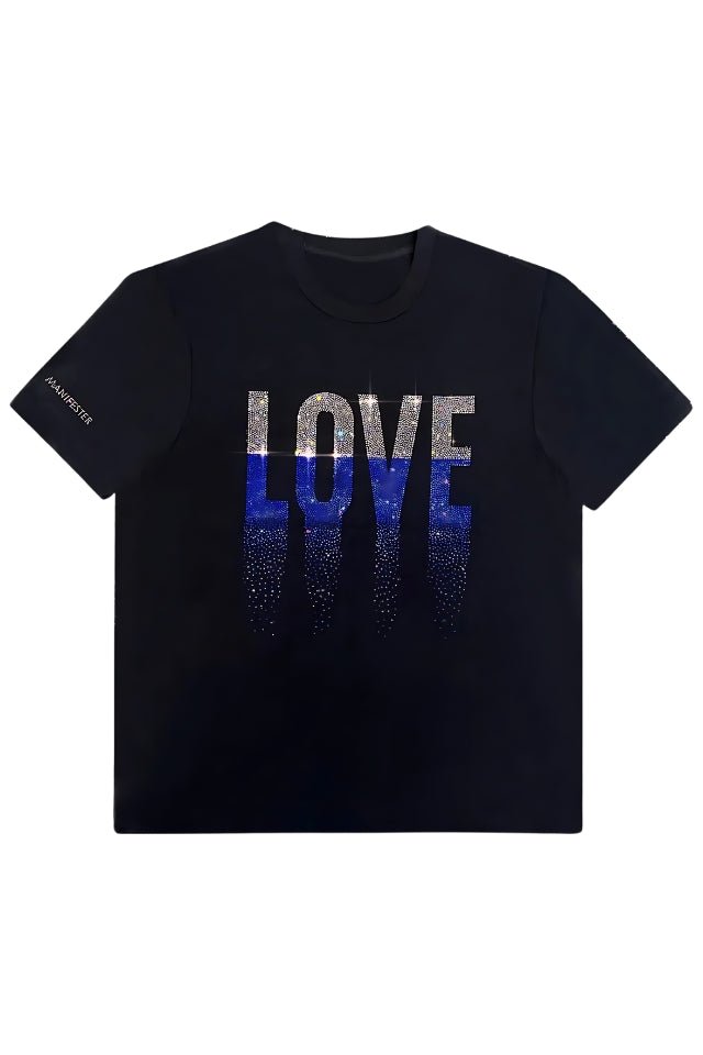 LOVE Rhinestoned T-Shirt - Black