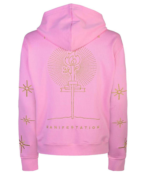 ‘Make Love’ Embroidered Affirmation Hoodie - Pink