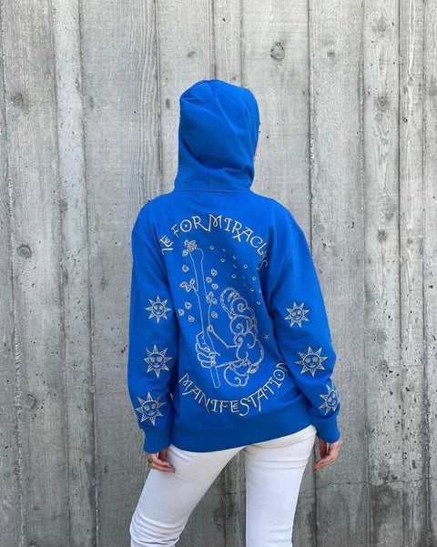 ‘Sexy Hoodies Generation’ Embroidered Affirmation Hoodie - Blue