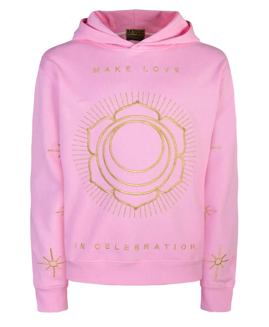 ‘Make Love’ Embroidered Affirmation Hoodie - Pink