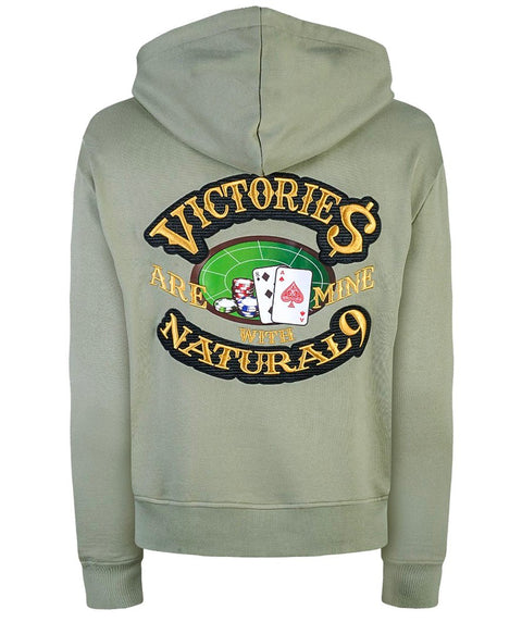 ‘Victories Are Mine With Natural 9’ Casino Embroidered Affirmation Hoodie - Green