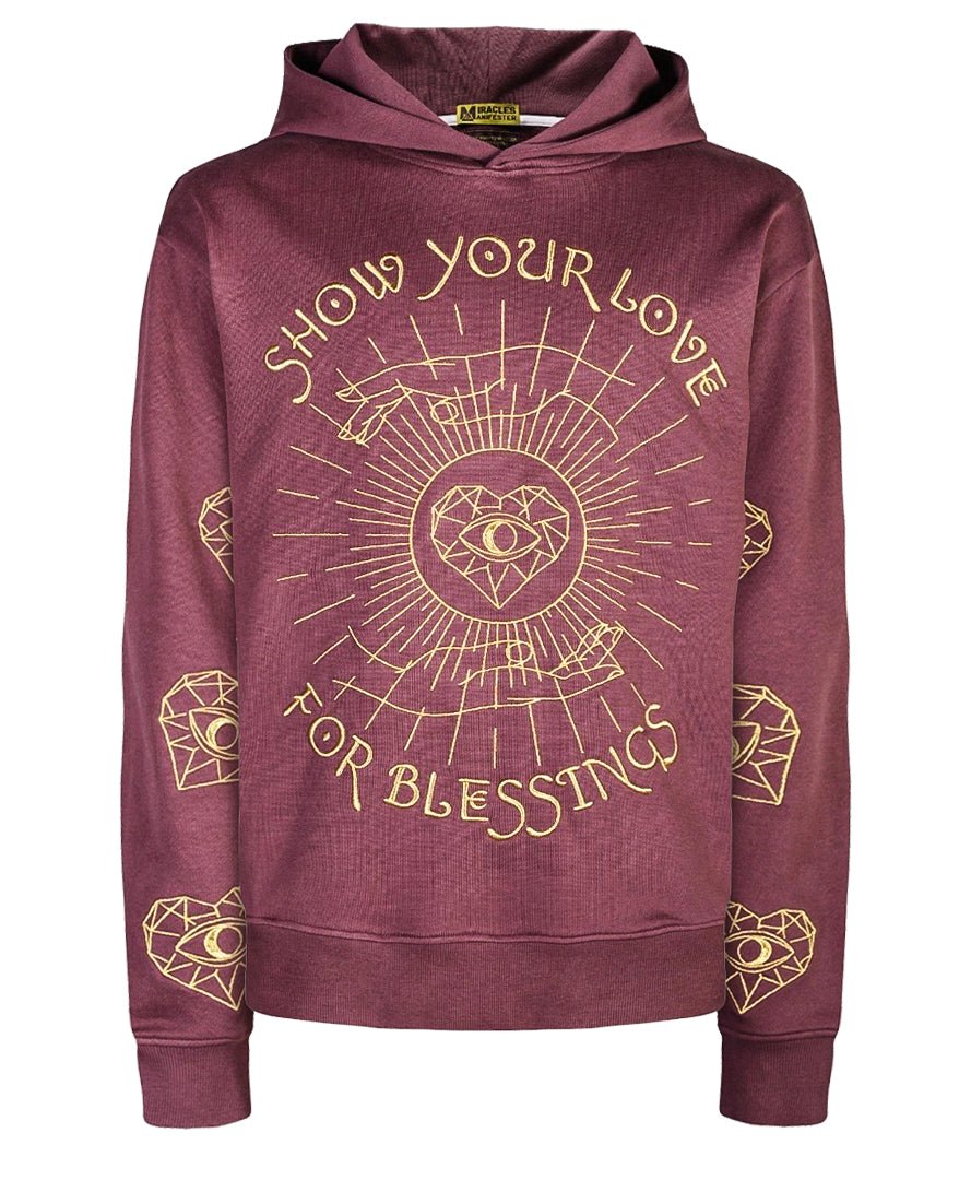 ‘Love For Blessings’ Embroidered Affirmation Hoodie - Brown