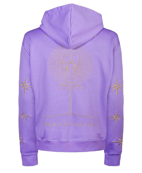 ‘Make Love’ Embroidered Affirmation Hoodie - Purple