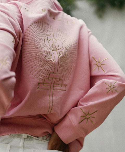 ‘Make Love’ Embroidered Affirmation Hoodie - Pink