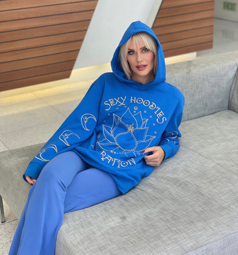 ‘Sexy Hoodies Generation’ Embroidered Affirmation Hoodie - Blue