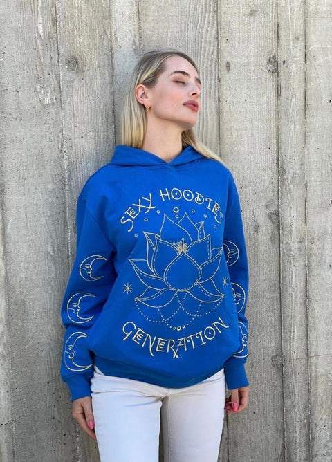 ‘Sexy Hoodies Generation’ Embroidered Affirmation Hoodie - Blue