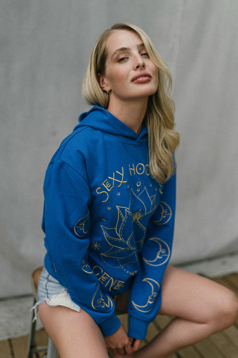 ‘Sexy Hoodies Generation’ Embroidered Affirmation Hoodie - Blue