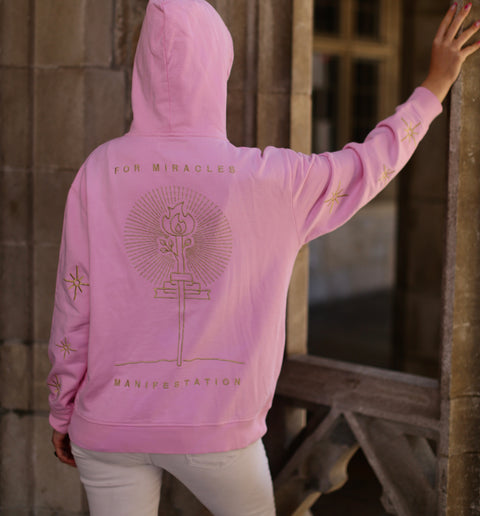 ‘Make Love’ Embroidered Affirmation Hoodie - Pink