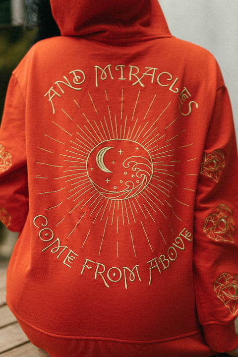 ‘Love For Blessings’ Embroidered Affirmation Hoodie - Orange