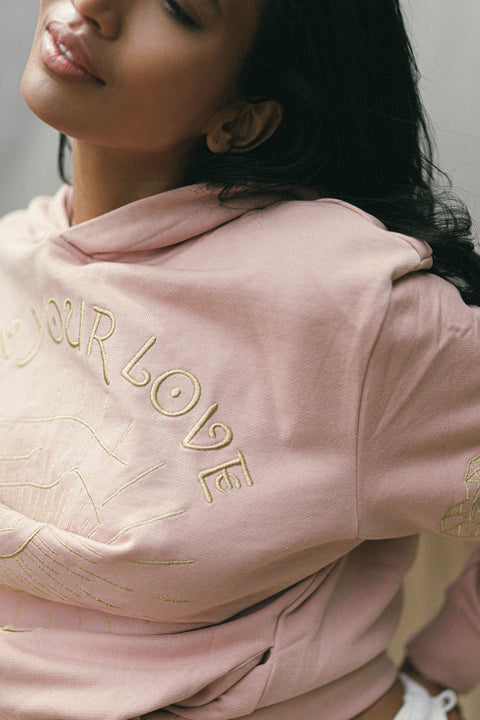 ‘Love For Blessings’ Embroidered Affirmation Hoodie - Pink