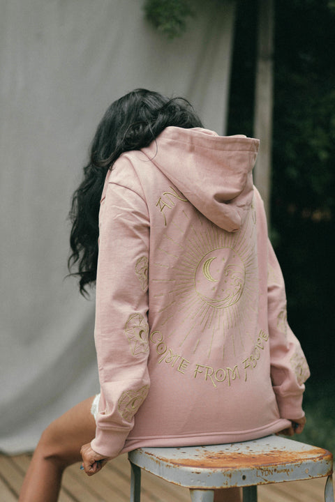 ‘Love For Blessings’ Embroidered Affirmation Hoodie - Pink