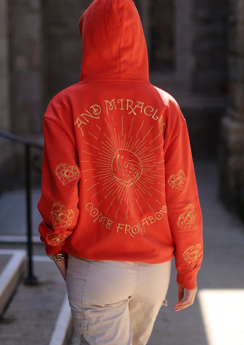 ‘Love For Blessings’ Embroidered Affirmation Hoodie - Orange