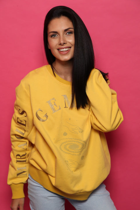 Zodiac Sign Sweatshirt - Yellow