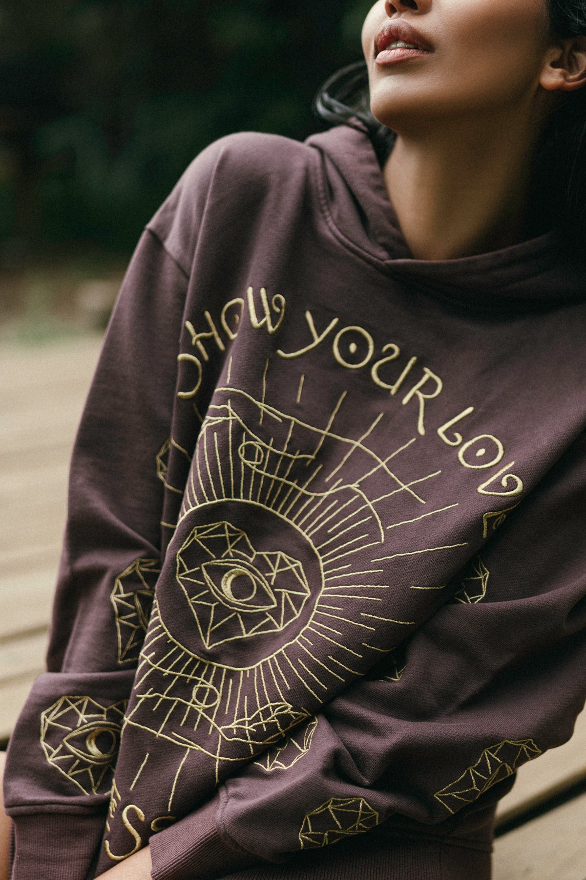 ‘Love For Blessings’ Embroidered Affirmation Hoodie - Brown