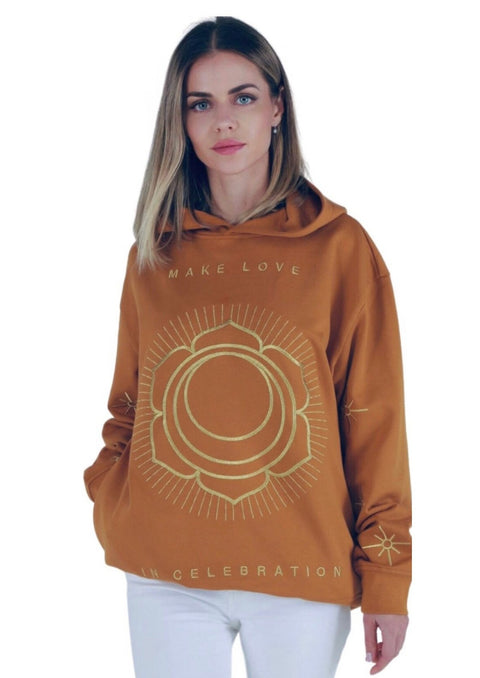 ‘Make Love’ Embroidered Affirmation Hoodie - Desert