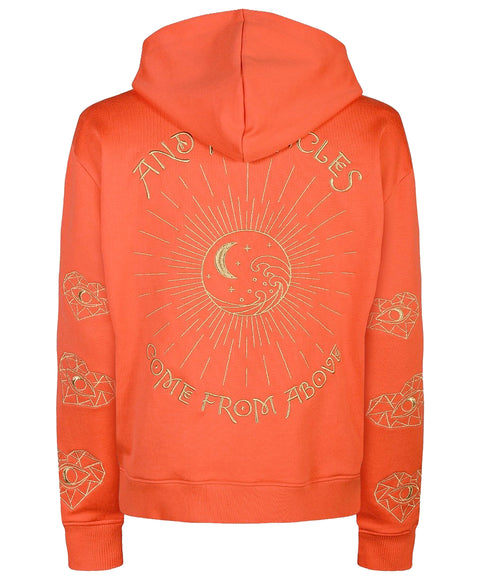 ‘Love For Blessings’ Embroidered Affirmation Hoodie - Orange