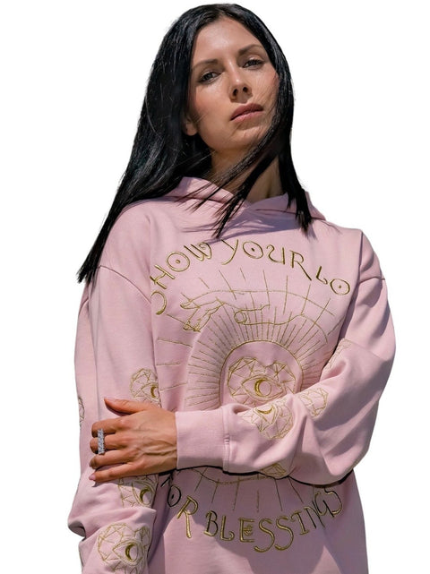 ‘Love For Blessings’ Embroidered Affirmation Hoodie - Pink