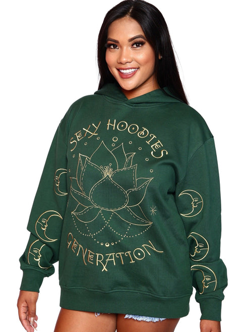 ‘Sexy Hoodies Generation’ Embroidered Affirmation Hoodie - Green