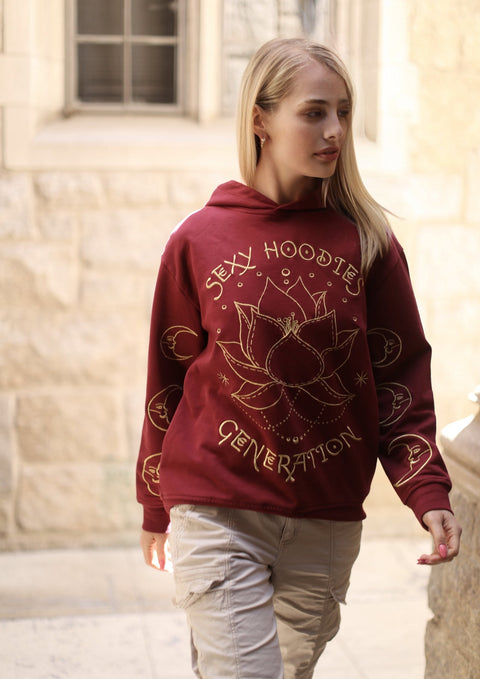 ‘Sexy Hoodies Generation’ Embroidered Affirmation Hoodie - Bordeaux