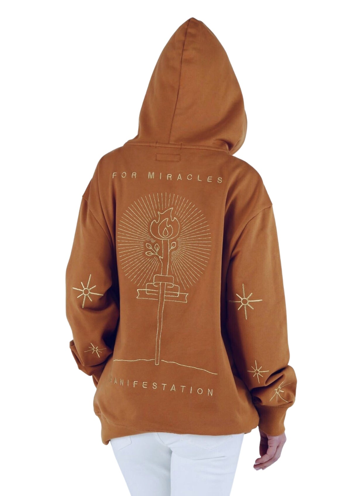 ‘Make Love’ Embroidered Affirmation Hoodie - Desert